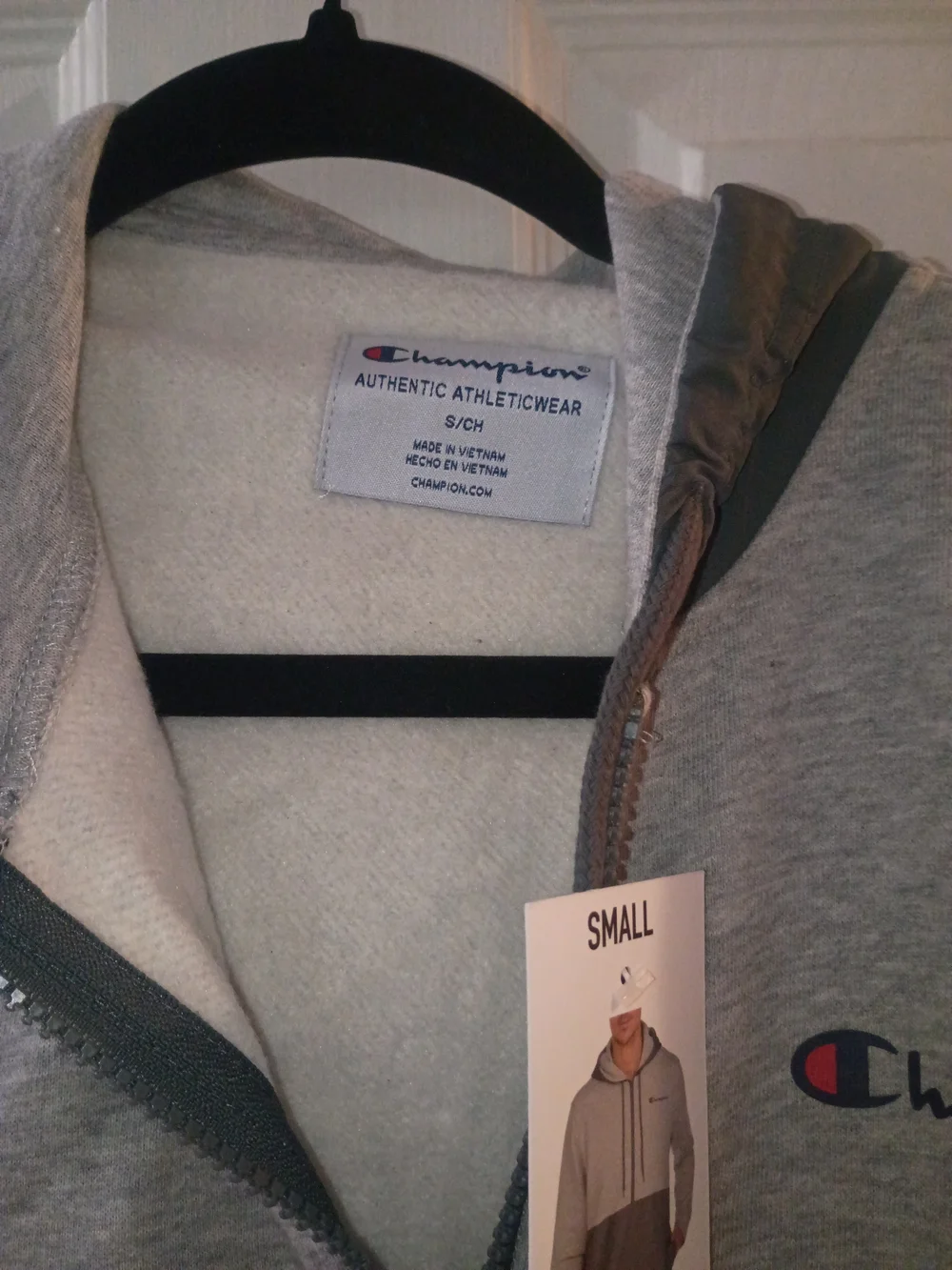 Champion Gray Half-Zip Hoodie with Dark Gray Panel